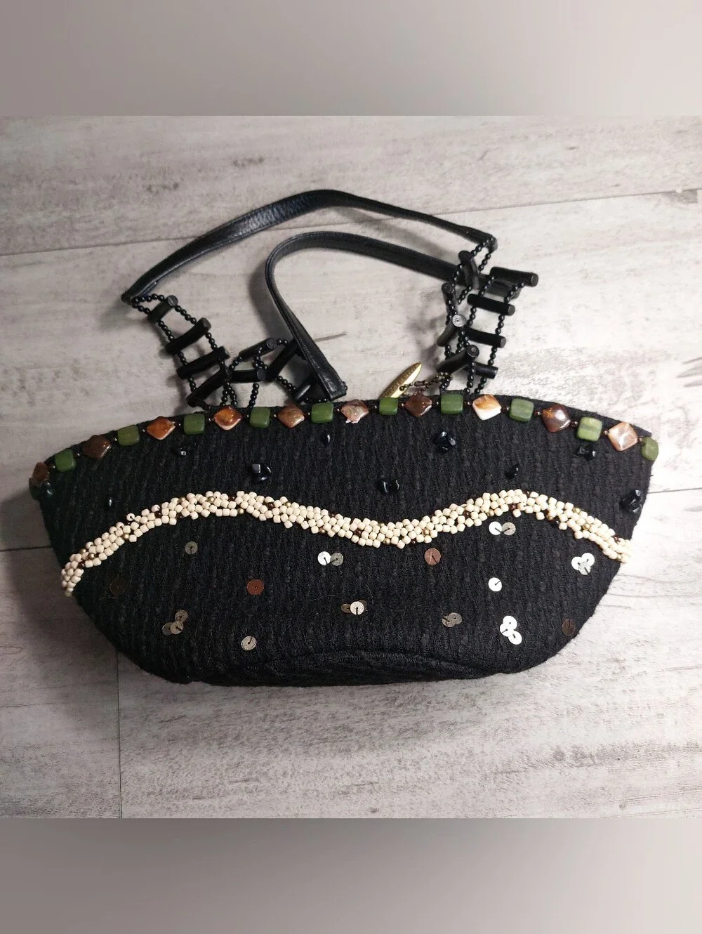 Mary Frances Beaded Sequin Embellished Women’s Handbag - Black